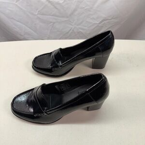 Jones New York CYPRESS Penny Loafers Block Heel Black Shoes 8